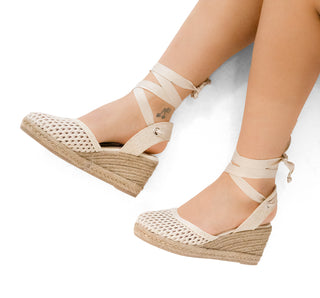 07-323 Senties Sandalia Crochet Beige