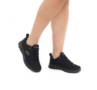 21023MX Skechers Tenis Textil Negro
