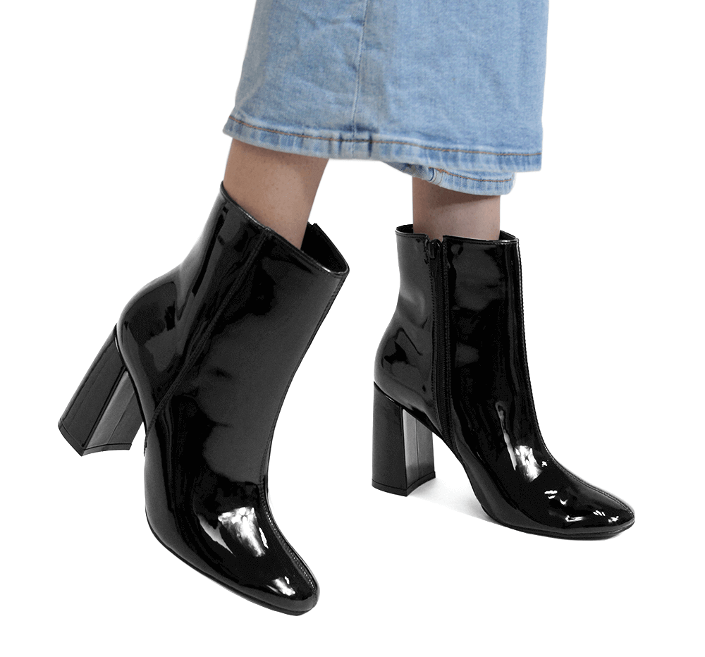 10504 Lady paulina Botin Charol Negro Zapaterias Candy